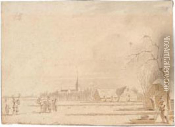 Winter Scene Oil Painting - Cornelis Ploos Van Amstel