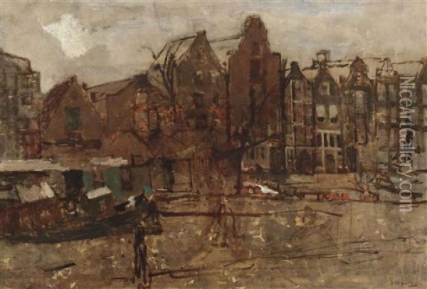 The Nieuwe Teertuinen, Amsterdam Oil Painting - George Hendrik Breitner
