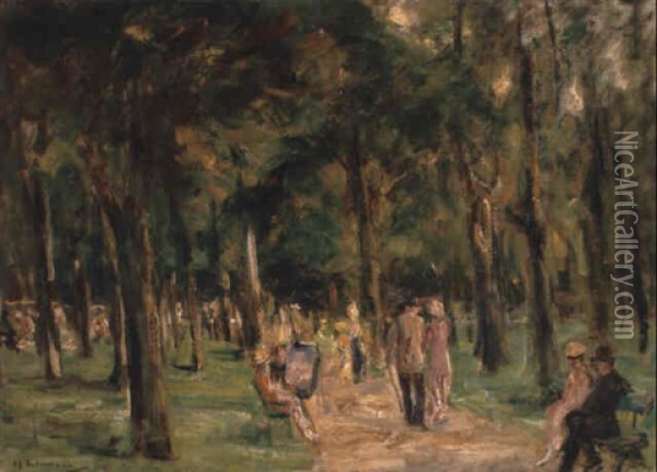 Spazierganger Im Tiergarten Oil Painting - Max Liebermann