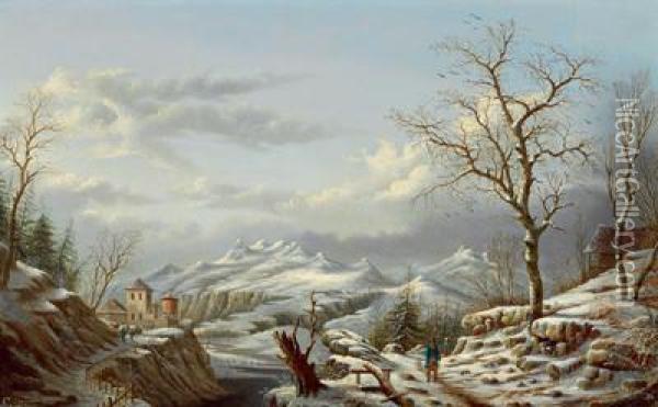 Paesaggio Invernale Montuoso Oil Painting - Albert Alexandre Lenoir
