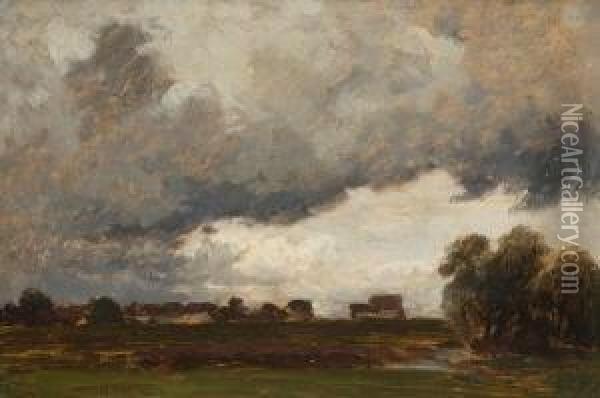 Wolkenverhangene
 Bachlandschaft. Oil Painting - Philipp Roth