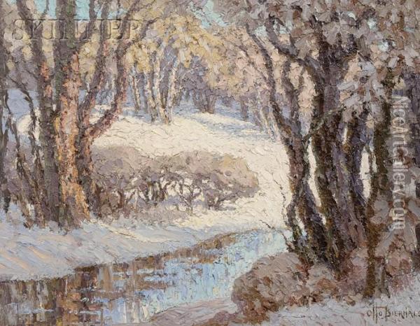Winter View Through The Grove Oil Painting - Otto Bierhals