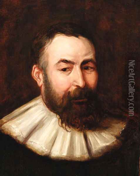 Portrait of a bearded gentleman, bust-length, in a white collar Oil Painting - Sir Peter Paul Rubens