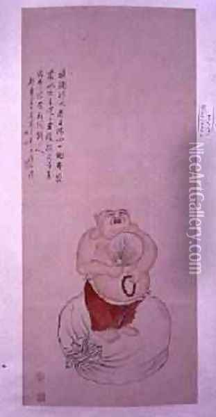 The Bodai Buddha hanging scroll inscribed with a poem Oil Painting - Ping Luo