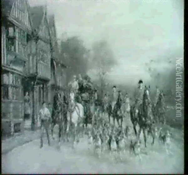 Hounds First, Gentlemen!, Hounds First! Oil Painting - Heywood Hardy
