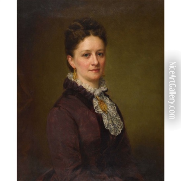Brustportrat Einer Dame Mit Goldschmuck Oil Painting - George Augustus Baker Jr.