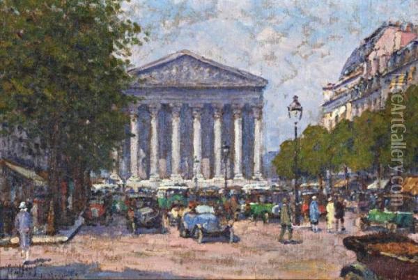 La Rue Royale Et La Madeleine Oil Painting - Henri Malfroy