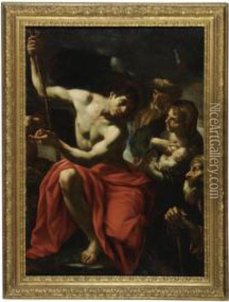 Saint John The Baptist Preaching In The Desert Oil Painting - Giacinto Brandi
