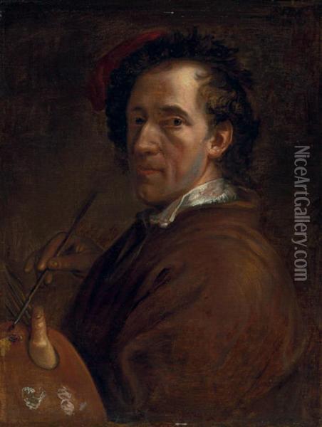 Portrait Of An Artist Oil Painting - Christian Seybold