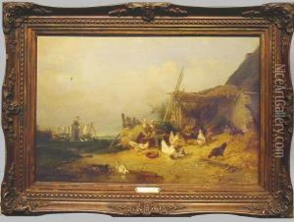 Cour De Ferme Oil Painting - Theophile Victor Emile Lemmens