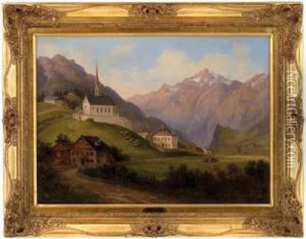 Kirche In Den Bergen Oil Painting - Carl Hasch