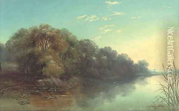 The Thames, near Laleham Oil Painting - J. Mundell