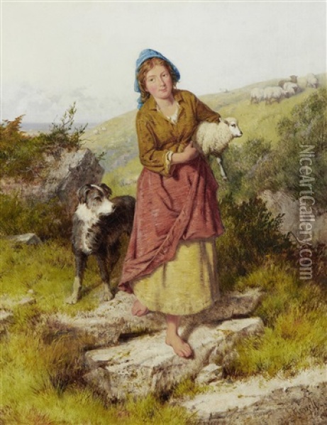 The Rescued Lamb Oil Painting - Isaac Henzell