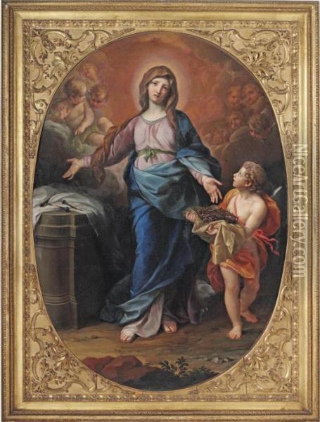 The Madonna With The Instruments Of The Passion Oil Painting - Ludovico Mazzanti