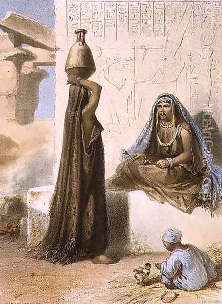 Women of Middle Egypt, illustration from The Valley of the Nile, engraved by Mouilleron, pub. by Lemercier, 1848 Oil Painting - Emile Prisse d'Avennes