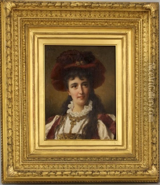 Portrait Of Mrs. Ch. Rode Of New York Oil Painting - Jan Portielje