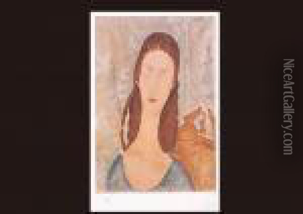 Figure Of Jeanne Hebuterne Oil Painting - Amedeo Modigliani