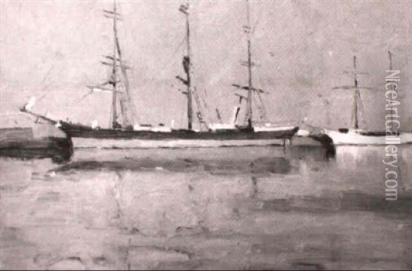 Preparing To Sail, Yarra River Oil Painting - William Dunn Knox