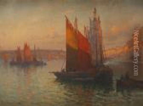 Voiliers Au Port Oil Painting - Louis Timmermans