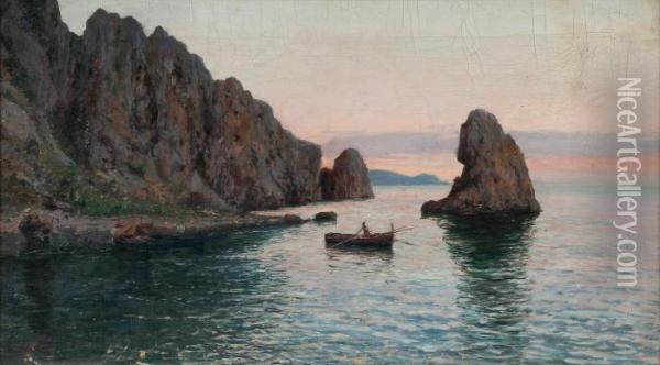 Fishingboat At Dawn Oil Painting - Giuseppe Giardiello