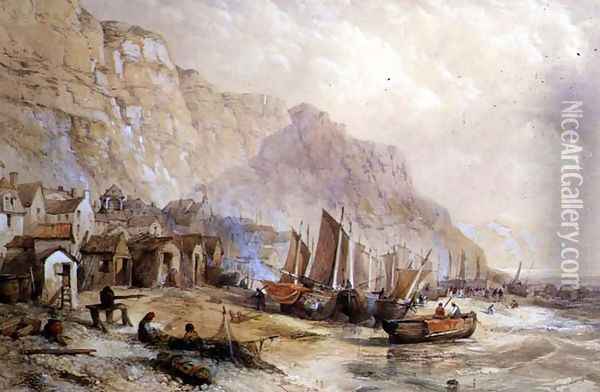 Old Hastings, Sussex Oil Painting - Thomas Charles Leeson Rowbotham