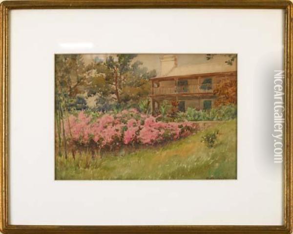 Landscape With House And Garden Oil Painting - Evelyn Bicknell