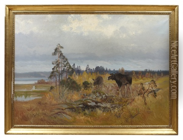 Algar I Hostlandskap Oil Painting - Carl Brandt