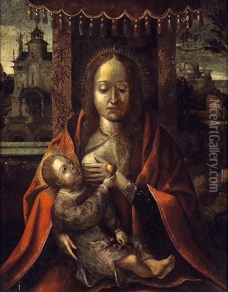 The Virgin Nursing The Christ Child Oil Painting - Michiel Ii Coxie