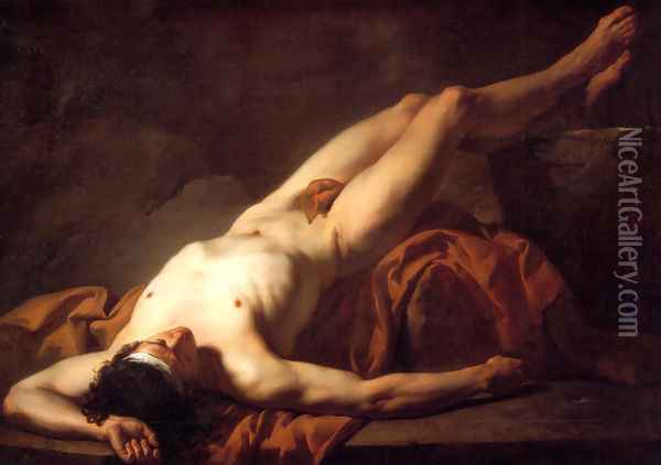 Male Nude known as Hector Oil Painting - Jacques Louis David