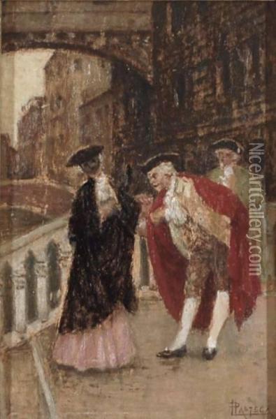 Maschere Veneziane Oil Painting - Luigi Pastega