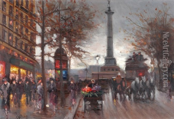 Paris - Place De La Bastille Oil Painting - Fausto Giusto