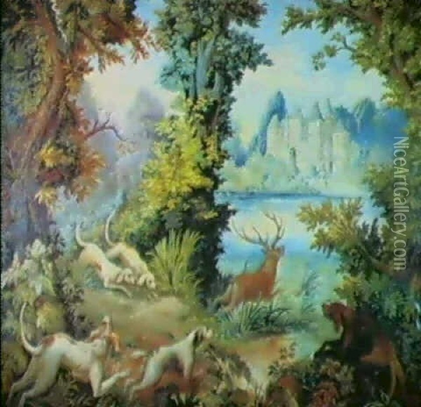 Scene De Chasse Oil Painting - Jean-Baptiste Oudry