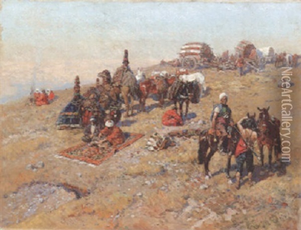 The Encampment Oil Painting - Franz Roubaud