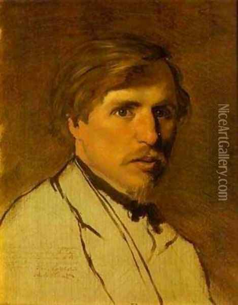 Portrait Of The Artist Illarion Prianishnikov 1860s Oil Painting - Vasily Perov