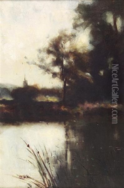 The Mill Pond, Moniaive Oil Painting - James Paterson