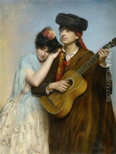 Der Gitarrenspieler Oil Painting - Antonia De Banuelos-Thorndike