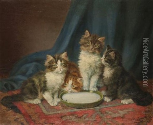 Cats Oil Painting - Daniel Merlin