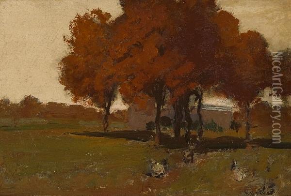 Fall Oil Painting - Arthur Bowen Davies
