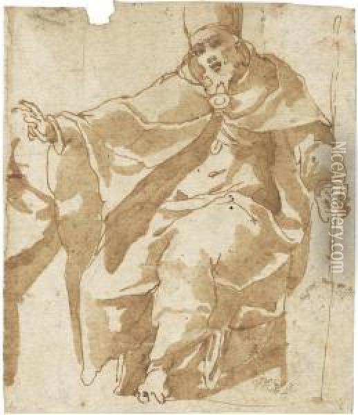 Studie Einer Sitzenden Bischofsfigur Oil Painting - Cesare Nebbia