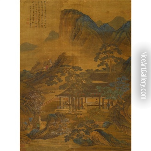 Mountain Gathering Of Officials Oil Painting -  Tang Yin