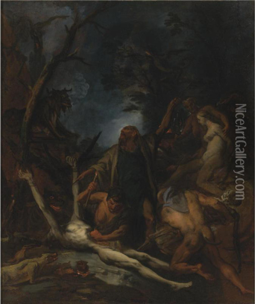 Witches At A Black Mass Oil Painting - Ottaviano Dandini