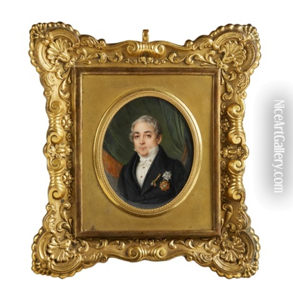 Portrait Of A Gentleman Wearing The Breast Star Of The Ordre Du Saint-esprit Oil Painting - Jean Baptiste Desire Troivaux