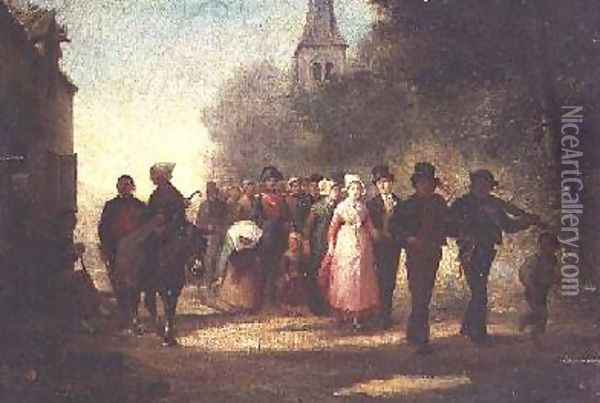 The Village Marriage 1872 Oil Painting - Charles Marie Lhuillier