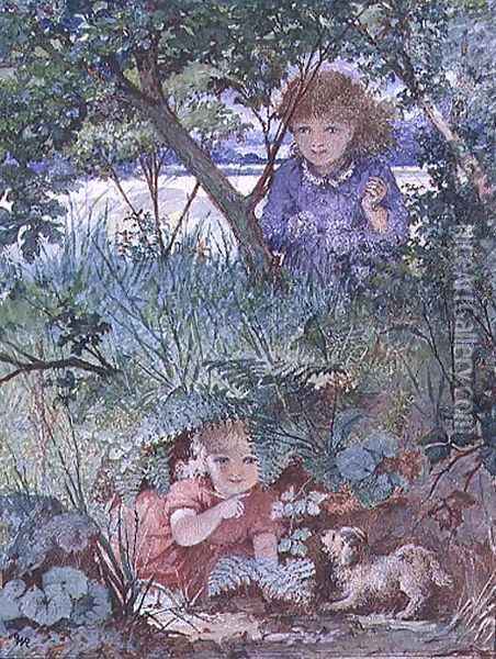 Hide and Seek, c.1880 Oil Painting - W.P. Rhodes