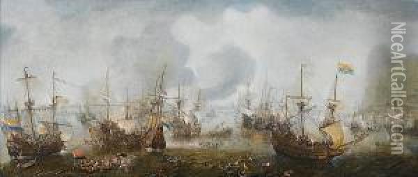 The Battle Of Gibraltar Oil Painting - Cornelis Claesz van Wieringen
