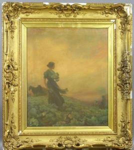 The Cabbage Field Oil Painting - Charles Curran