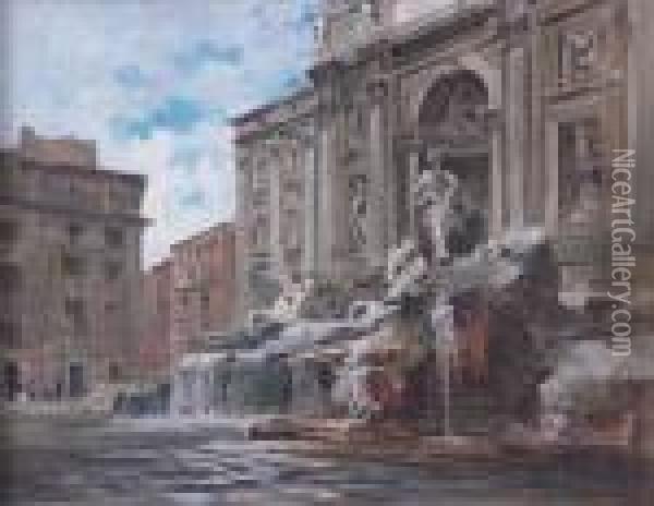 Fontana Di Trevi Oil Painting - Cesare Gheduzzi