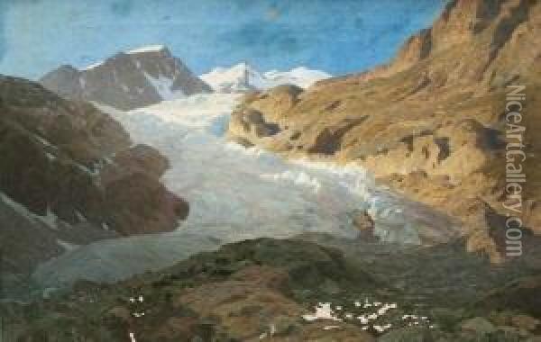 Littelbergferner Berglandschaft Oil Painting - Fritz Rabending