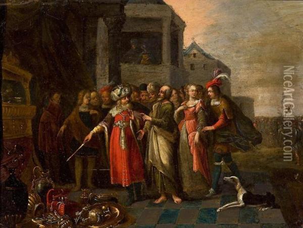 El Encuentro Entre Solon Ycreso Oil Painting - Frans II Francken