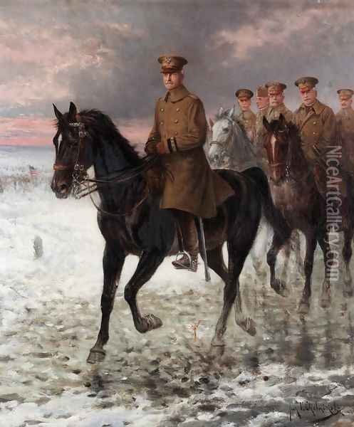 General John J. Pershing (1860-1948) Oil Painting - Jan van Chelminski